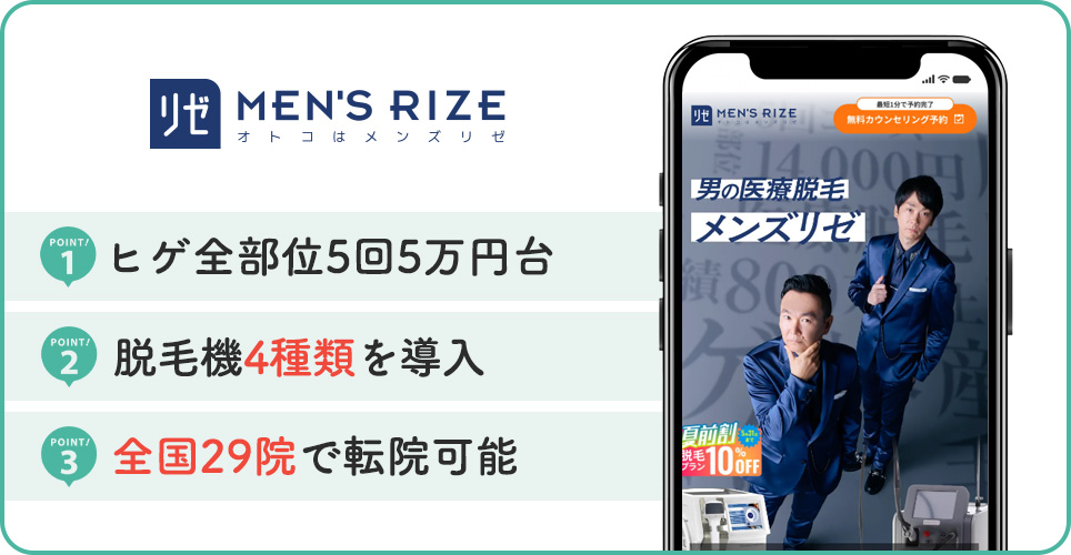 メンズリゼのヒゲ脱毛特徴まとめ
