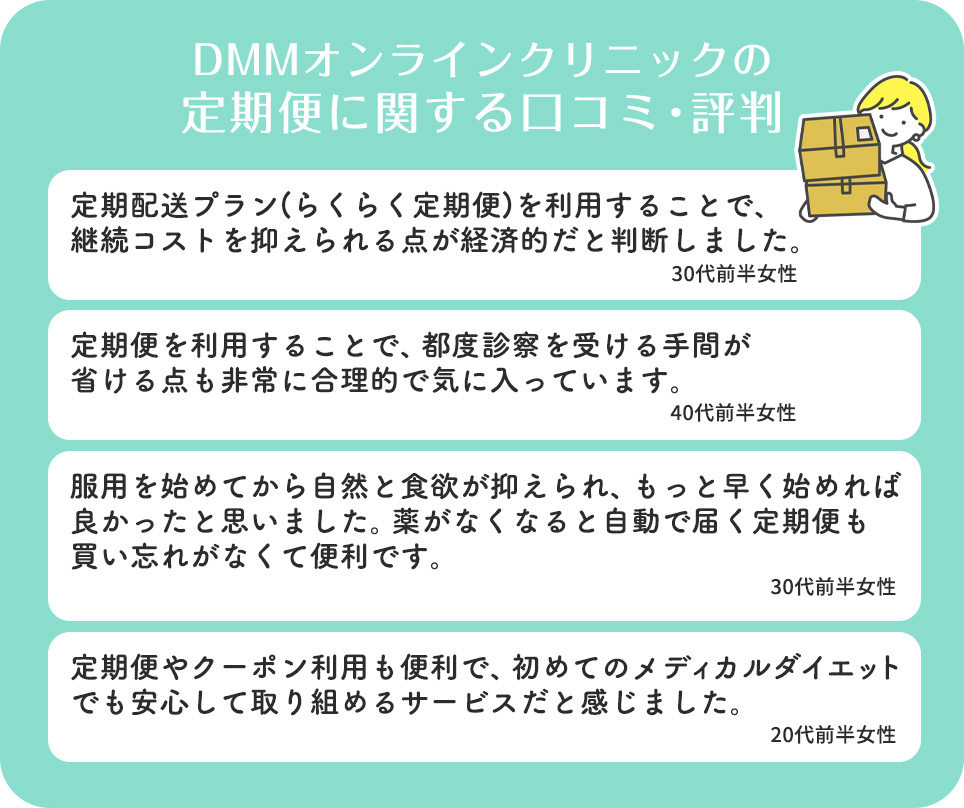 DMMオンラインクリニックの定期便に関する口コミ･評判