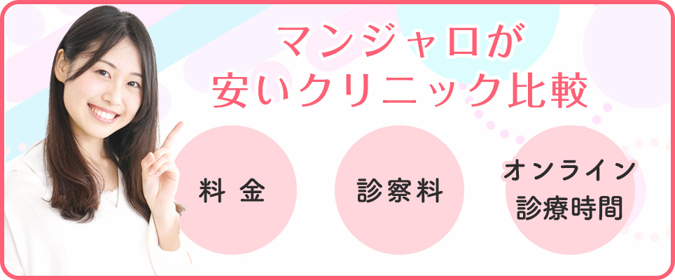 マンジャロが安いクリニック比較（料金・診察料・オンライン診療時間）