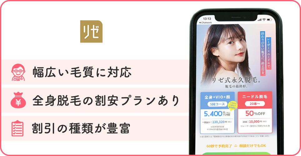 リゼクリニックの医療脱毛特徴まとめバナー