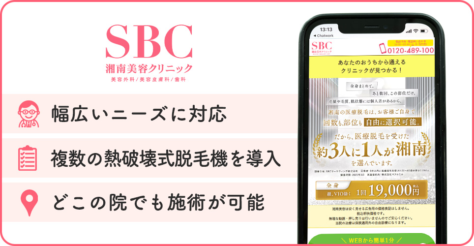 湘南美容クリニックの医療脱毛特徴まとめバナー
