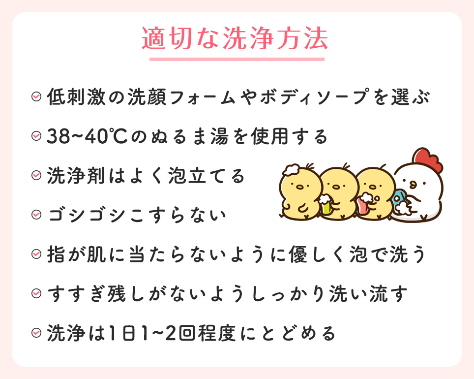 適切な洗浄方法の手順一覧