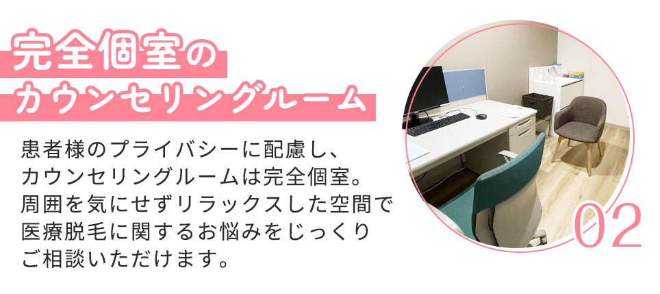 完全個室のカウンセリングルーム