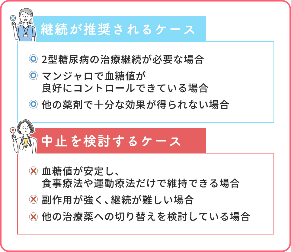 継続が推奨されるケースと中止を検討できるケースまとめ